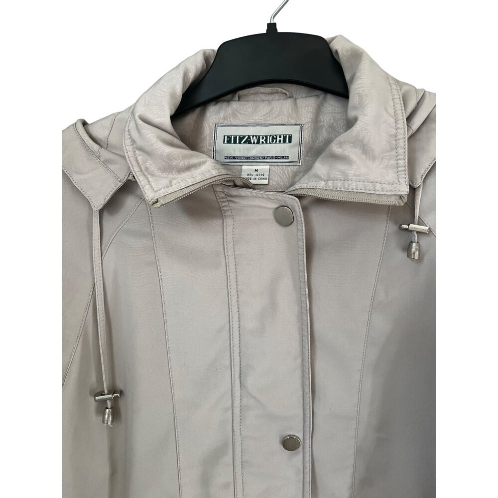 Fitz-Wright Beige Hooded Jacket M Polyester & Nyl… - image 4